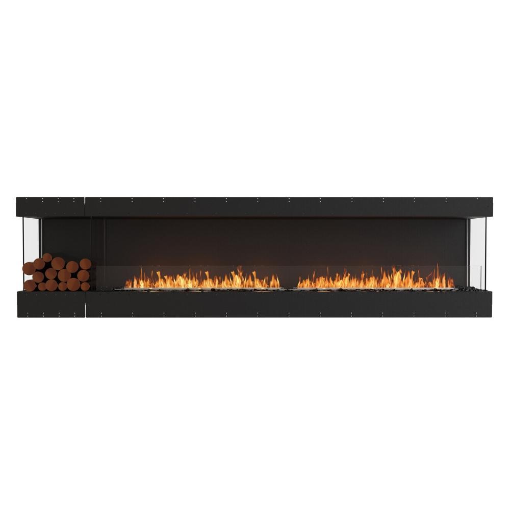 EcoSmart Fire Flex Bay 122" 3-Sided Built-in Ethanol Firebox with Left Side Decorative Box