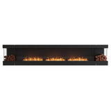 EcoSmart Fire Flex Bay 158" 3-Sided Built-in Ethanol Firebox with Decorative Boxes Both Sides