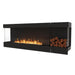 EcoSmart Fire Flex Bay 86" 3-Sided Built-in Ethanol Firebox with Right Side Decorative Box