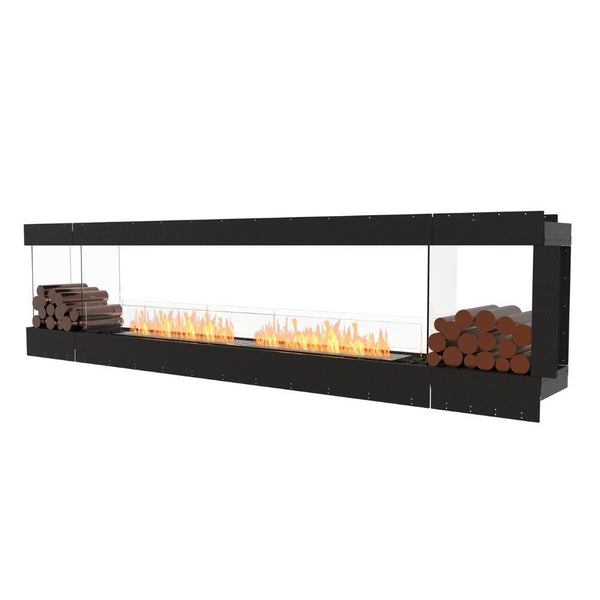EcoSmart Fire Flex Peninsula 124" Built-in 3-Sided Ethanol Firebox with Decorative Boxes Both Sides