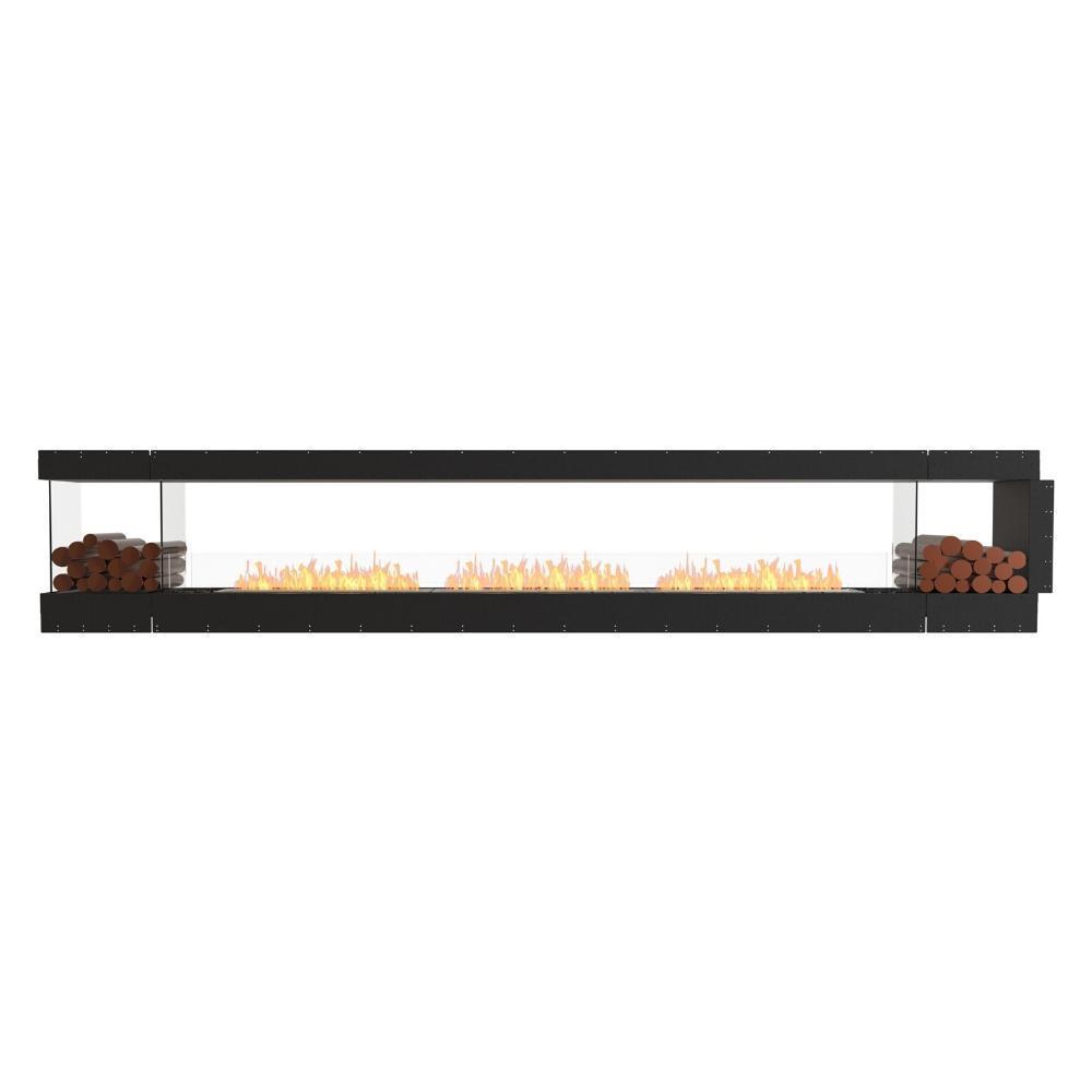 EcoSmart Fire Flex Peninsula 160" Built-in 3-Sided Ethanol Firebox with Decorative Boxes Both Sides