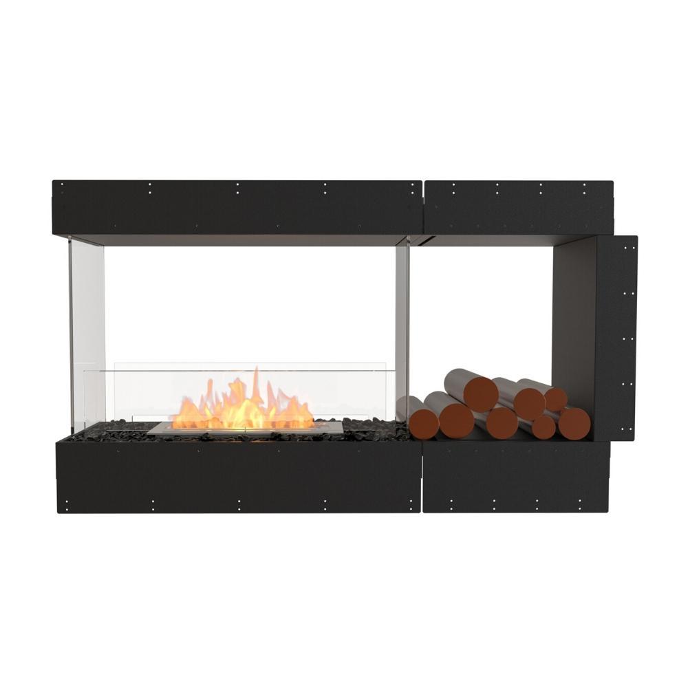 EcoSmart Fire Flex Peninsula 52" Built-in 3-Sided Ethanol Firebox with Right Side Decorative Box