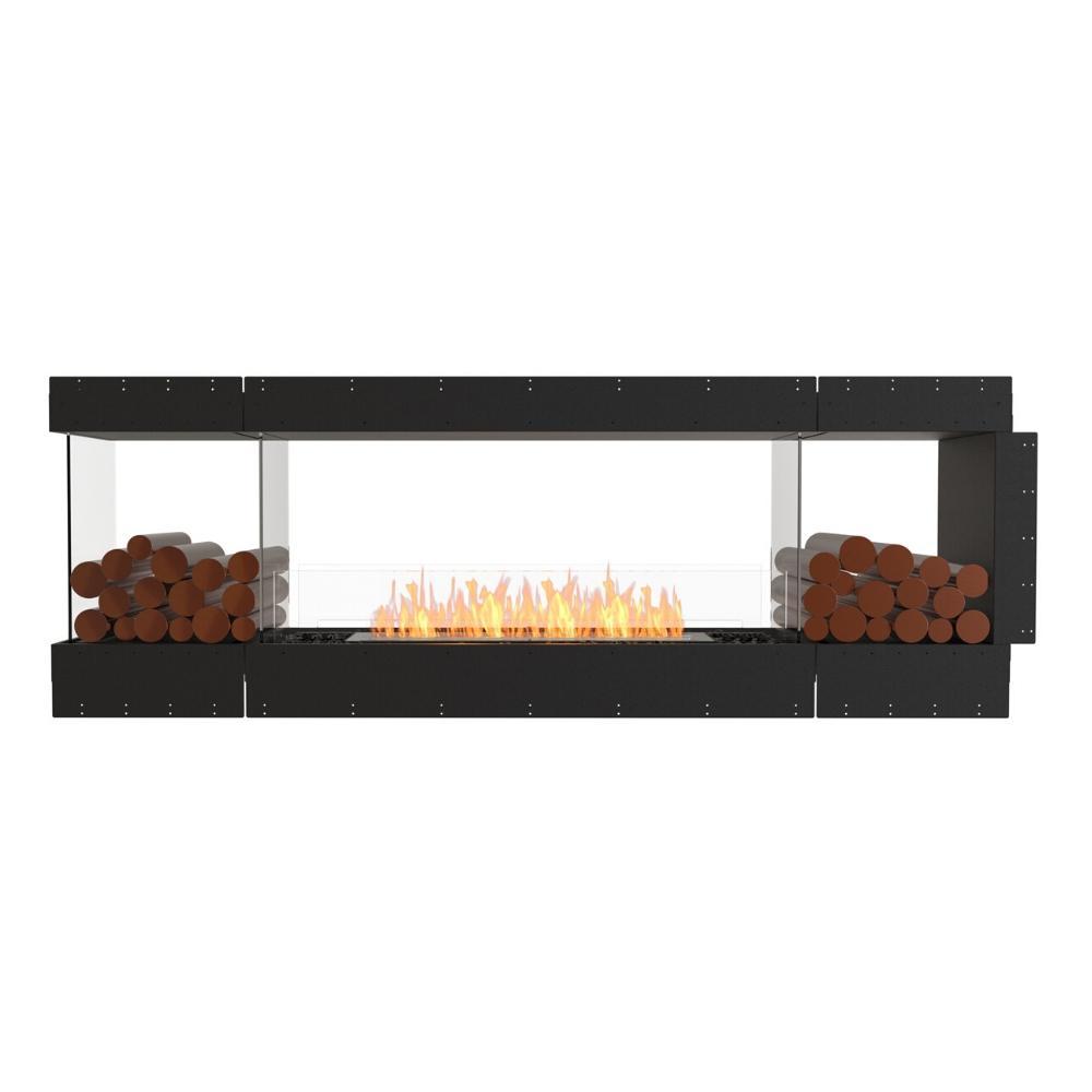 EcoSmart Fire Flex Peninsula 88" Built-in 3-Sided Ethanol Firebox with Decorative Boxes Both Sides