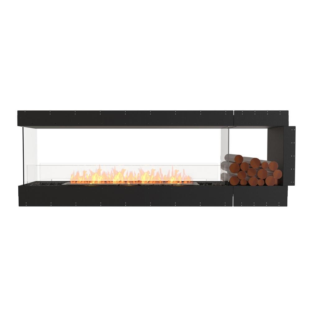 EcoSmart Fire Flex Peninsula 88" Built-in 3-Sided Ethanol Firebox with Right Decorative Box