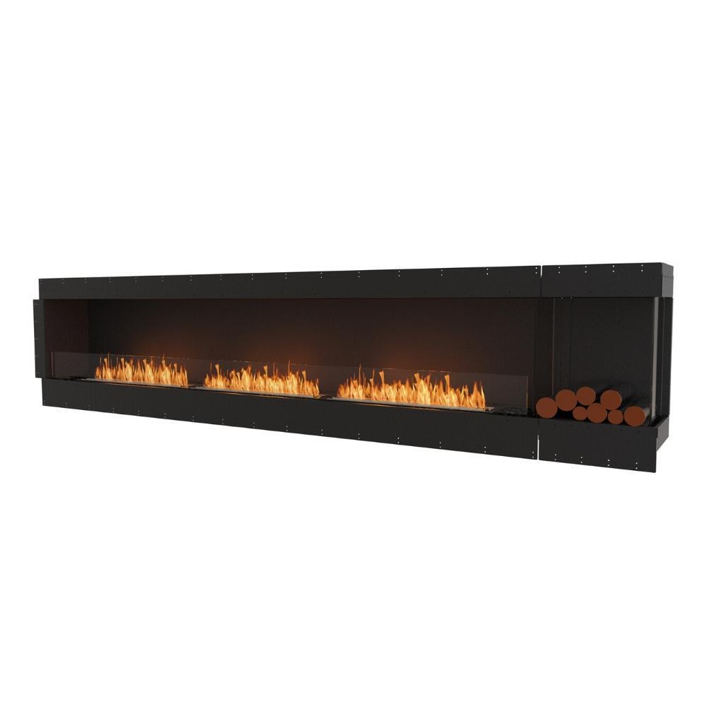 EcoSmart Fire Flex 140" Right Corner Built-in Ethanol Firebox with Decorative Box on the Right