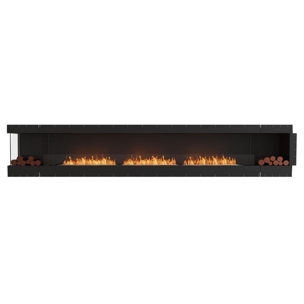 EcoSmart Fire Flex 159" Left Corner Built-in Ethanol Firebox with Decorative Boxes Both Sides
