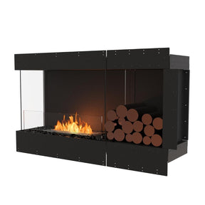 EcoSmart Fire Flex 50" Left Corner Built-in Ethanol Firebox with Decorative Box on the Right