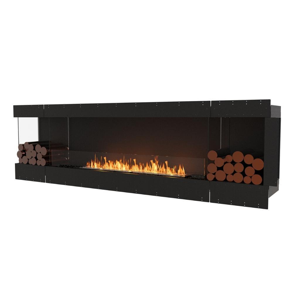 EcoSmart Fire Flex 104" Left Corner Built-in Ethanol Firebox with Decorative Boxes Both Sides
