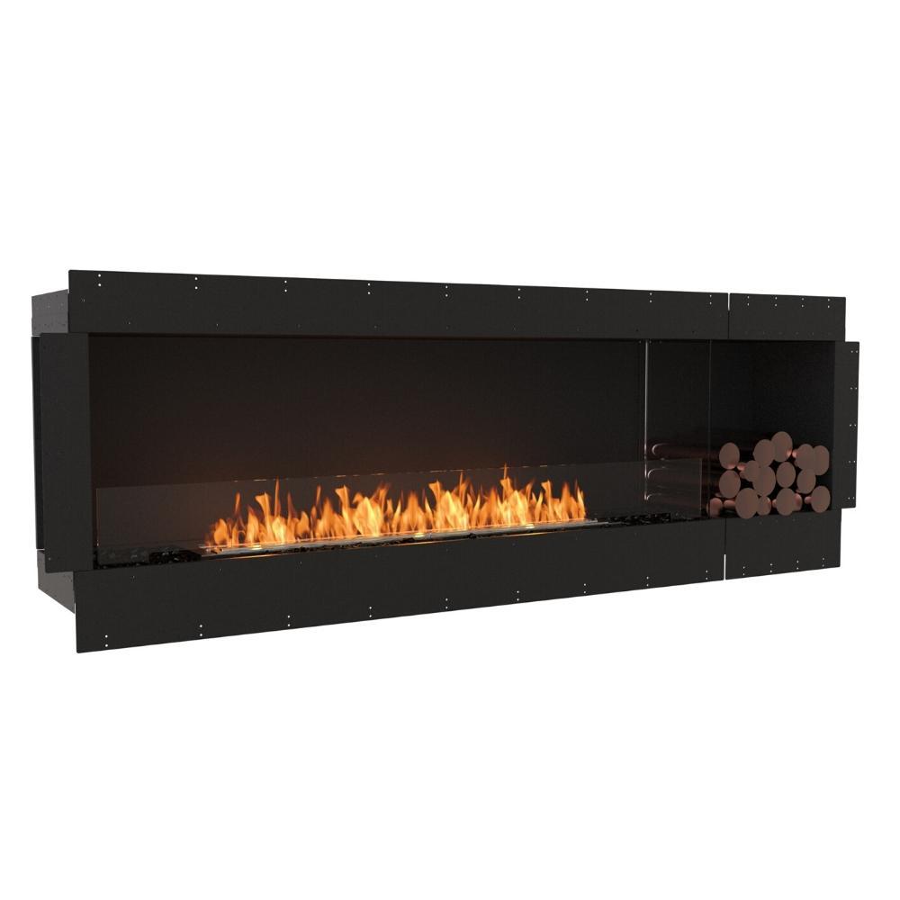 EcoSmart Fire Flex 86" Built-in Ethanol Firebox with Right Side Decorative Box