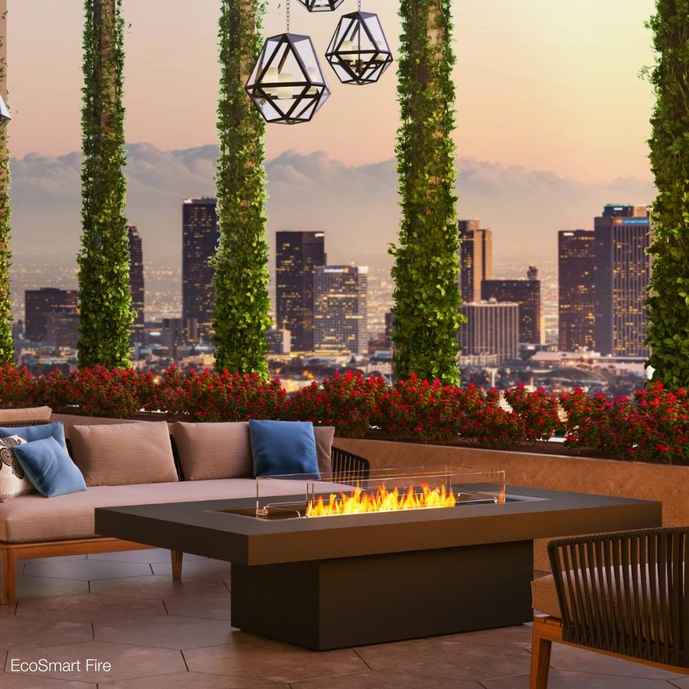 EcoSmart Fire Gin 90 Chat Height Rectangular Fire Pit Table at Commercial Space