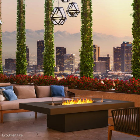 EcoSmart Fire Gin 90 Chat Height Rectangular Fire Pit Table at Commercial Space