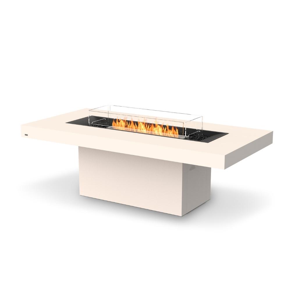 EcoSmart Fire Gin 90 Dining 52" Rectangular Concrete Fire Pit Table in Bone