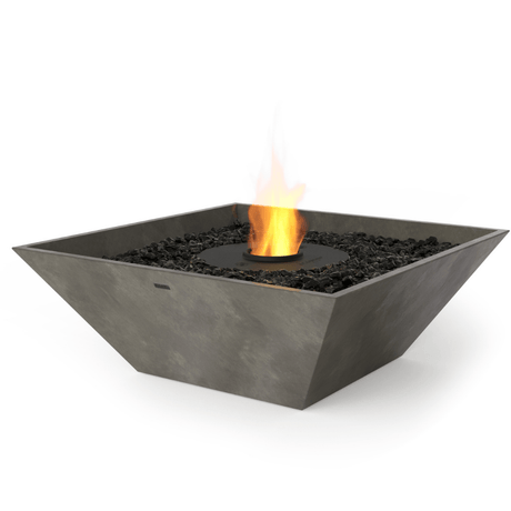 EcoSmart Fire Nova Natural 600 24" Square Concrete Ethanol Fire Bowl with Black Burner