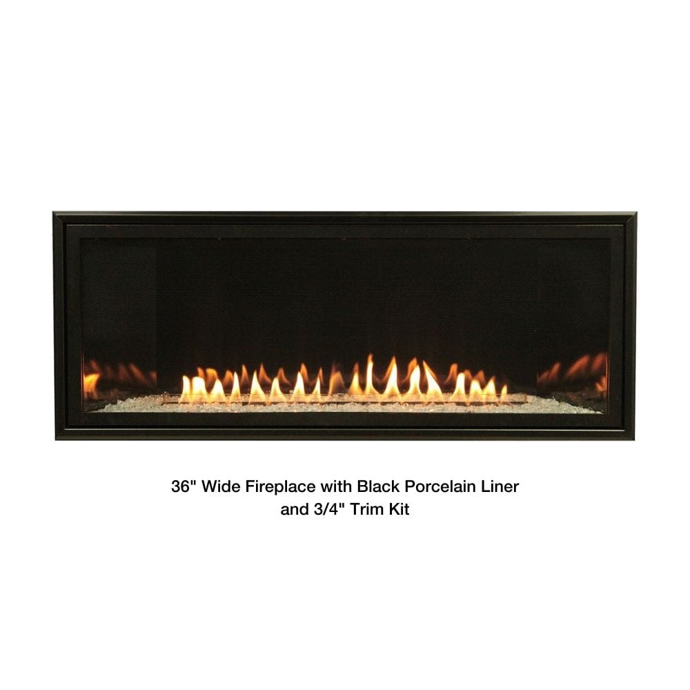 Empire Boulevard 36-Inch Vent-Free Gas Fireplace with Black Porcelain Liner and 3/4" Trim Kit