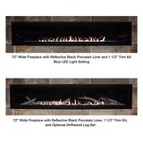 Empire Boulevard 72-InchGas Fireplace with Black Porcelain Liner, Wide Trim, and Decorative Media