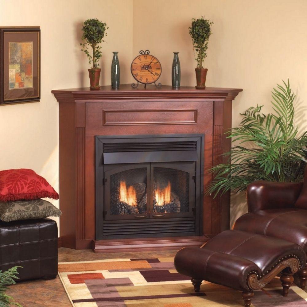 Empire  Corner Cherry Cabinet Mantel for Vail Premium Gas Fireplaces