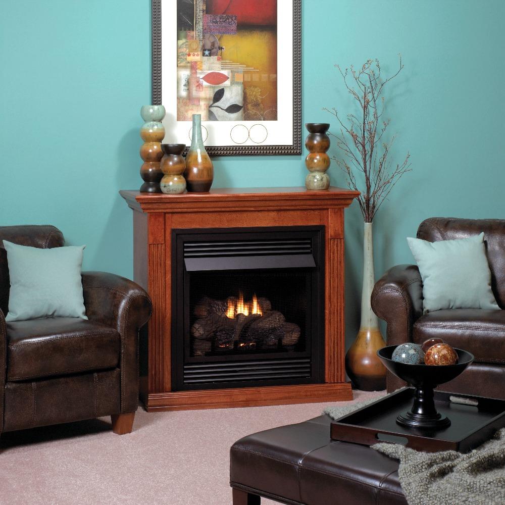 Empire Standard Dark Oak Cabinet Mantel for Vail Premium Gas Fireplaces