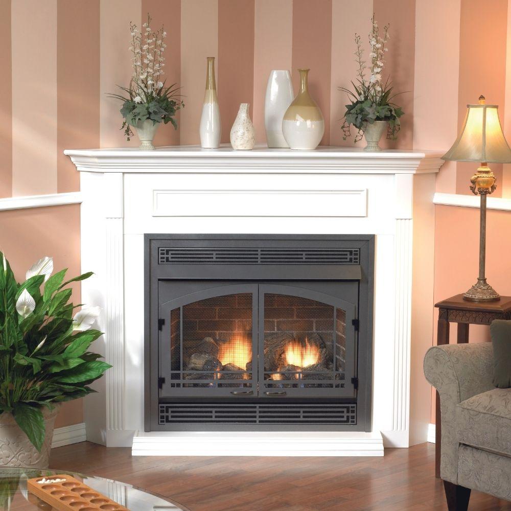 Empire  Corner White Cabinet Mantel for Vail Premium Gas Fireplaces