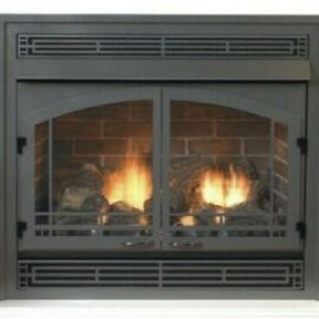 Empire Door Set Hammered Pewter for 32/36 Vail Premium Gas Fireplaces - lifestyle view