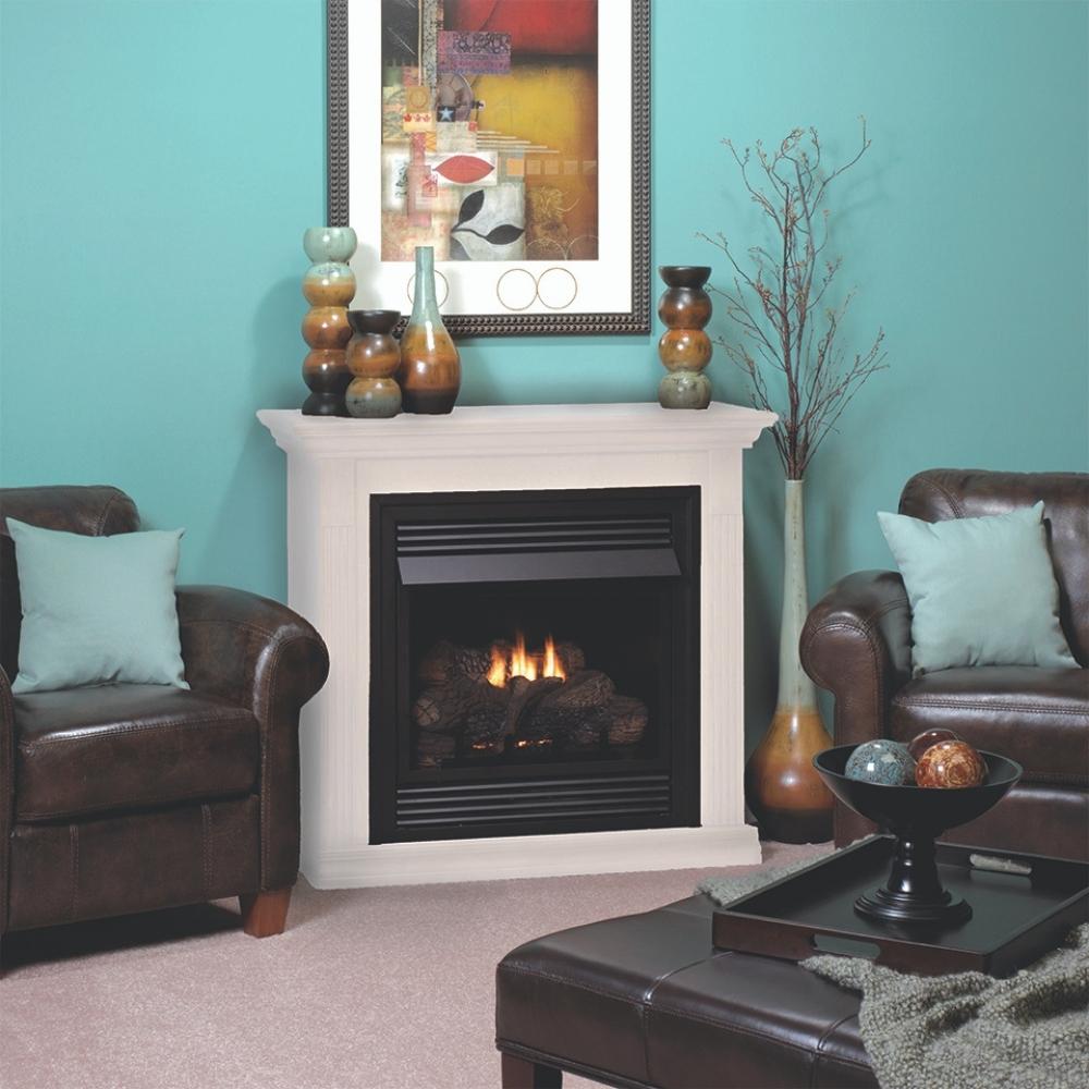 Empire Vail 26 Deluxe Gas Fireplace and White Mantel Package