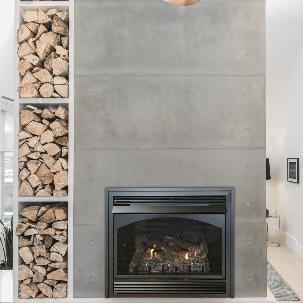 Empire Vail 32 Premium Vent-Free Gas Fireplace with Concrete Surround