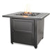 Endless Summer 30" Square Outdoor LP Fire Pit Table with Steel Mantel Lit Up