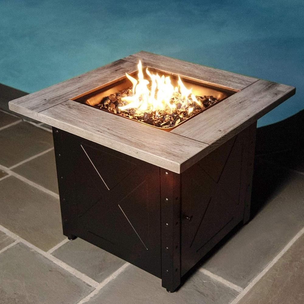 Endless Summer Mason 30" Square Outdoor LP Fire Pit Table Lifestyle