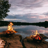 Fire Pit Art Asia 36-Inch and 48-Inch Handcrafted Carbon Steel Fire Pits with Wood and Flames