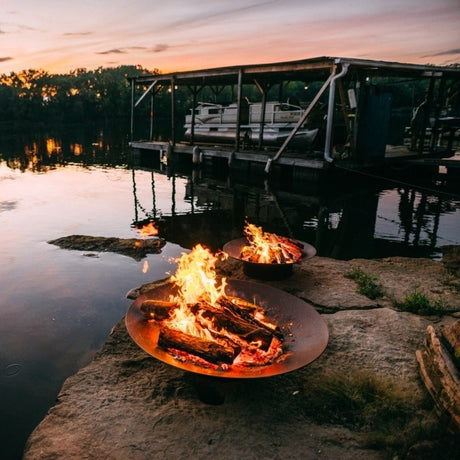 Fire Pit Art Asia 36-Inch and 48-Inch Handcrafted Carbon Steel Fire Pits by the Dock