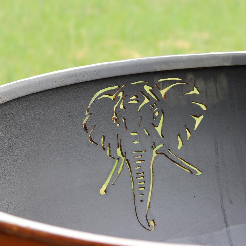 Elephant Design of Fire Pit Art Africa's Big Five