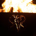 Elephant Design of Fire Pit Art Africa's Big Five With Burning Logs