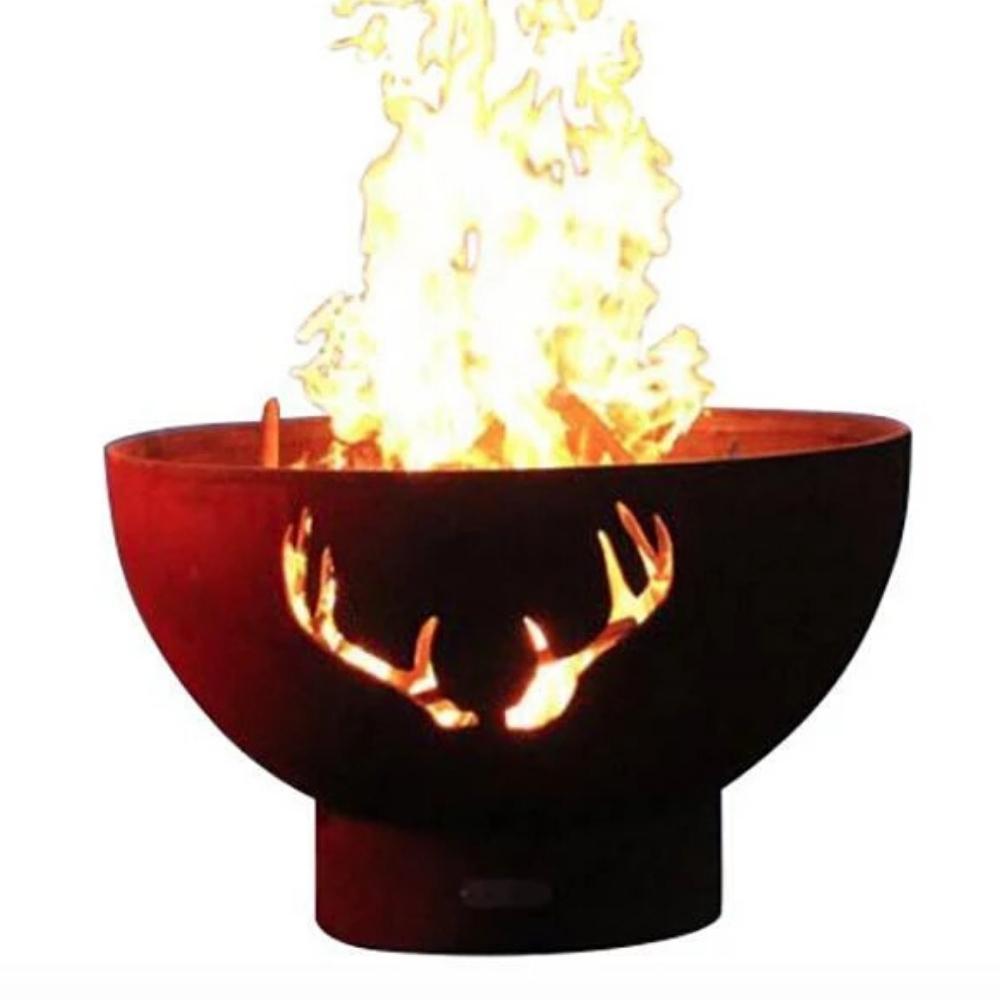 Fire Pit Art Antlers - 36" Handcrafted Carbon Steel Gas Fire Pit