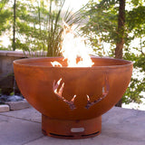 Fire Pit Art Antlers - 36" Handcrafted Carbon Steel Gas Fire Pit