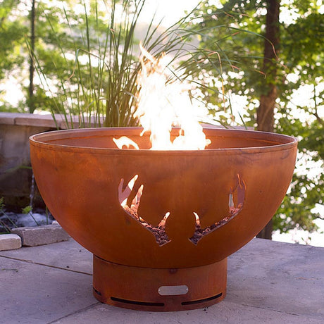 Fire Pit Art Antlers - 36" Handcrafted Carbon Steel Gas Fire Pit