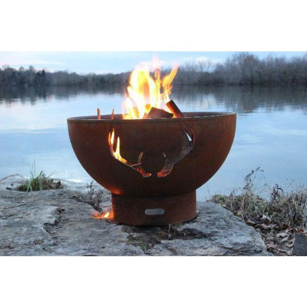 Fire Pit Art Antlers - 36" Unique Handcrafted Carbon Steel Fire Pit (ANTLERS)