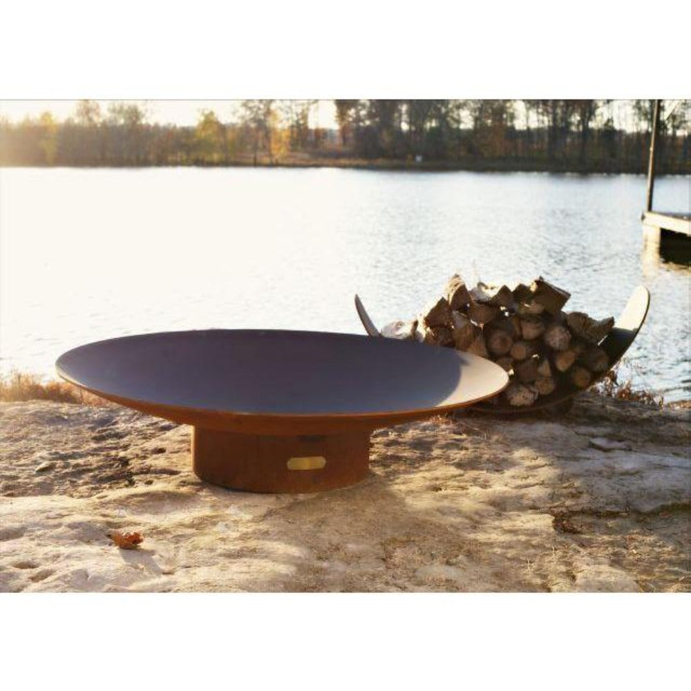 Wood Burning Fire Pit - Fire Pit Art Asia - 48" Steel Fire Pit (AS48) with Log Holder