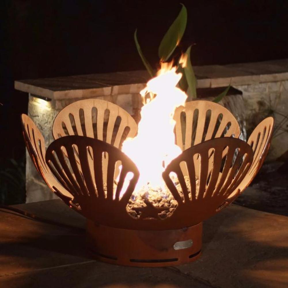 Fire Pit Art Barefoot Beach - 41" Handcrafted Carbon Steel Gas Fire Pit