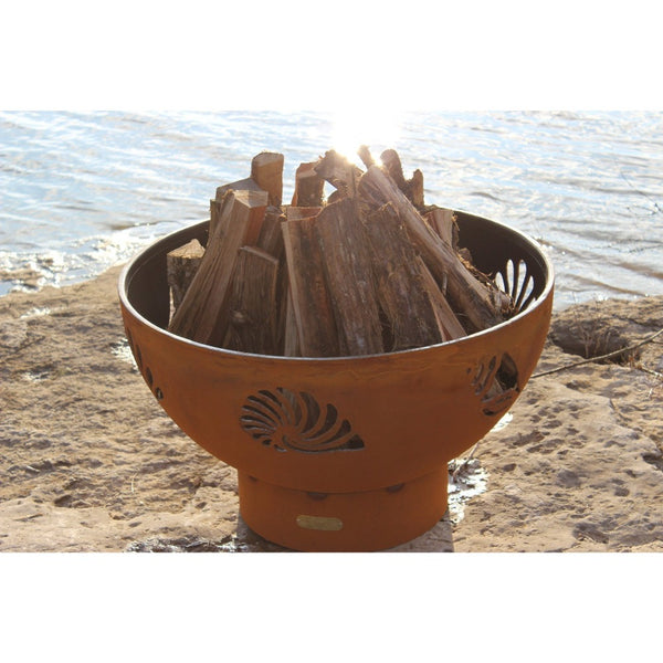 Wood Burning Fire Pit - Fire Pit Art Beachcomber - 36" Steel Fire Pit (BEACH) - close-up view