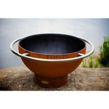 Fire Pit Art Bella Luna 48-Inch Handcrafted Carbon Steel Fire Pit on a Ledge