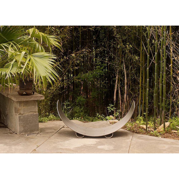 Fire Pit Art Crescent Log Rack in Stainless Steel (CRLR-Stainless)