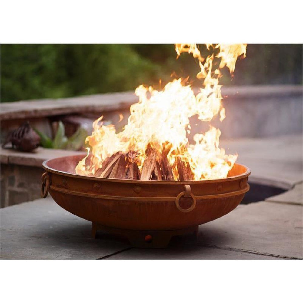 Fire Pit Art Emperor 37-Inch Handcrafted Carbon Steel Fire Pit on the Floor - Side View