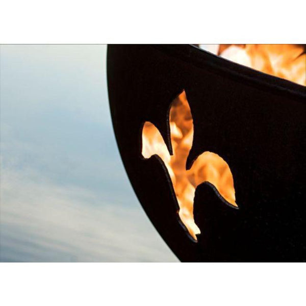 Wood Burning Fire Pit - Fire Pit Art Fleur De Lis - 36" Steel Fire Pit (FDL) - close-up view