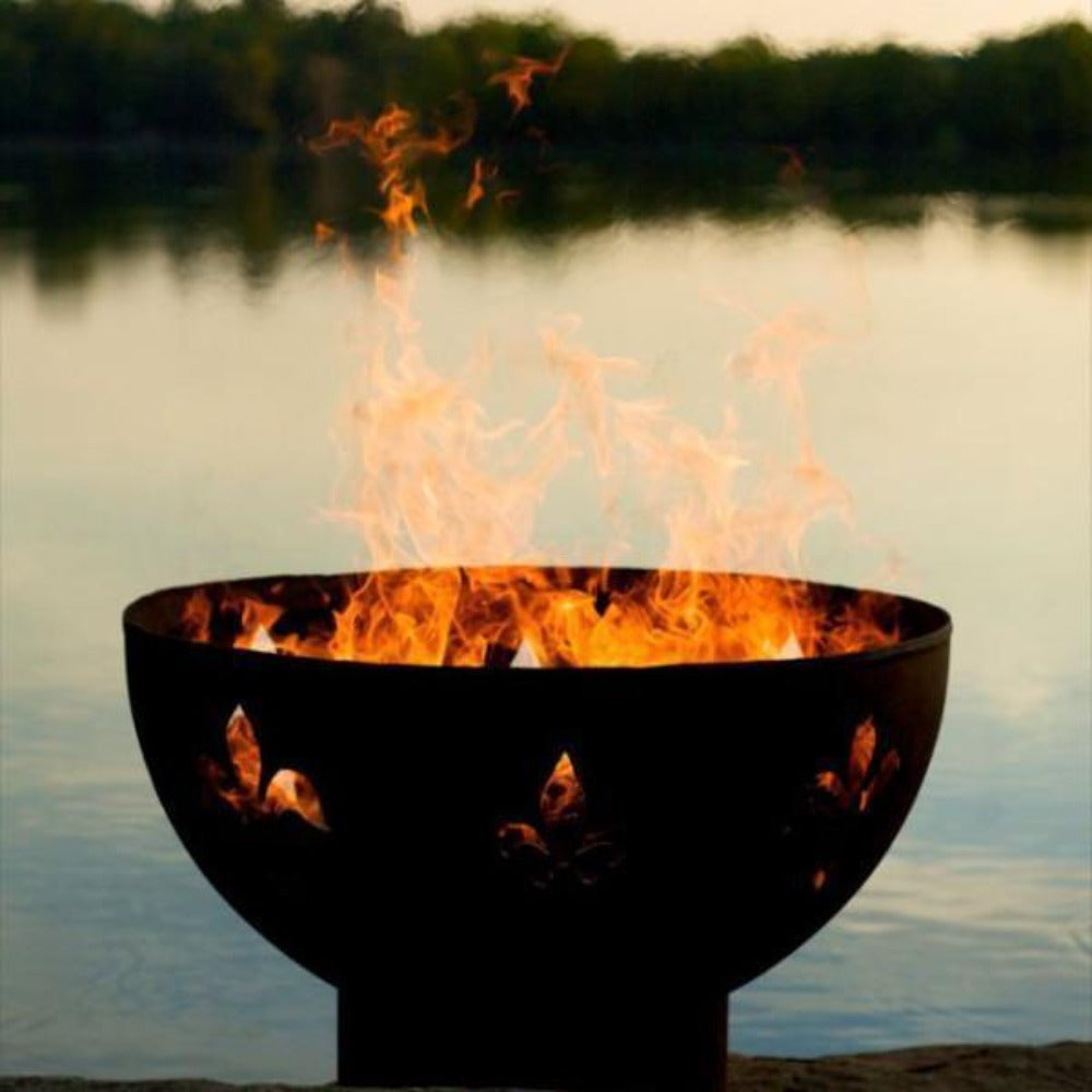 Wood Burning Fire Pit - Fire Pit Art Fleur De Lis - 36" Steel Fire Pit (FDL)