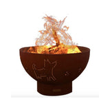 Fire Pit Art Funky Dog 36-Inch Handcrafted Carbon Steel Gas Fire Pit
