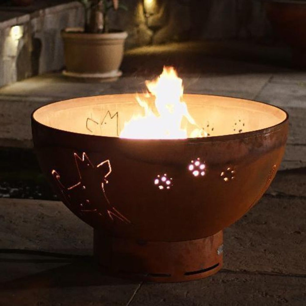 Fire Pit Art Funky Dog 36-Inch Handcrafted Carbon Steel Gas Fire Pit in Outdoor Space