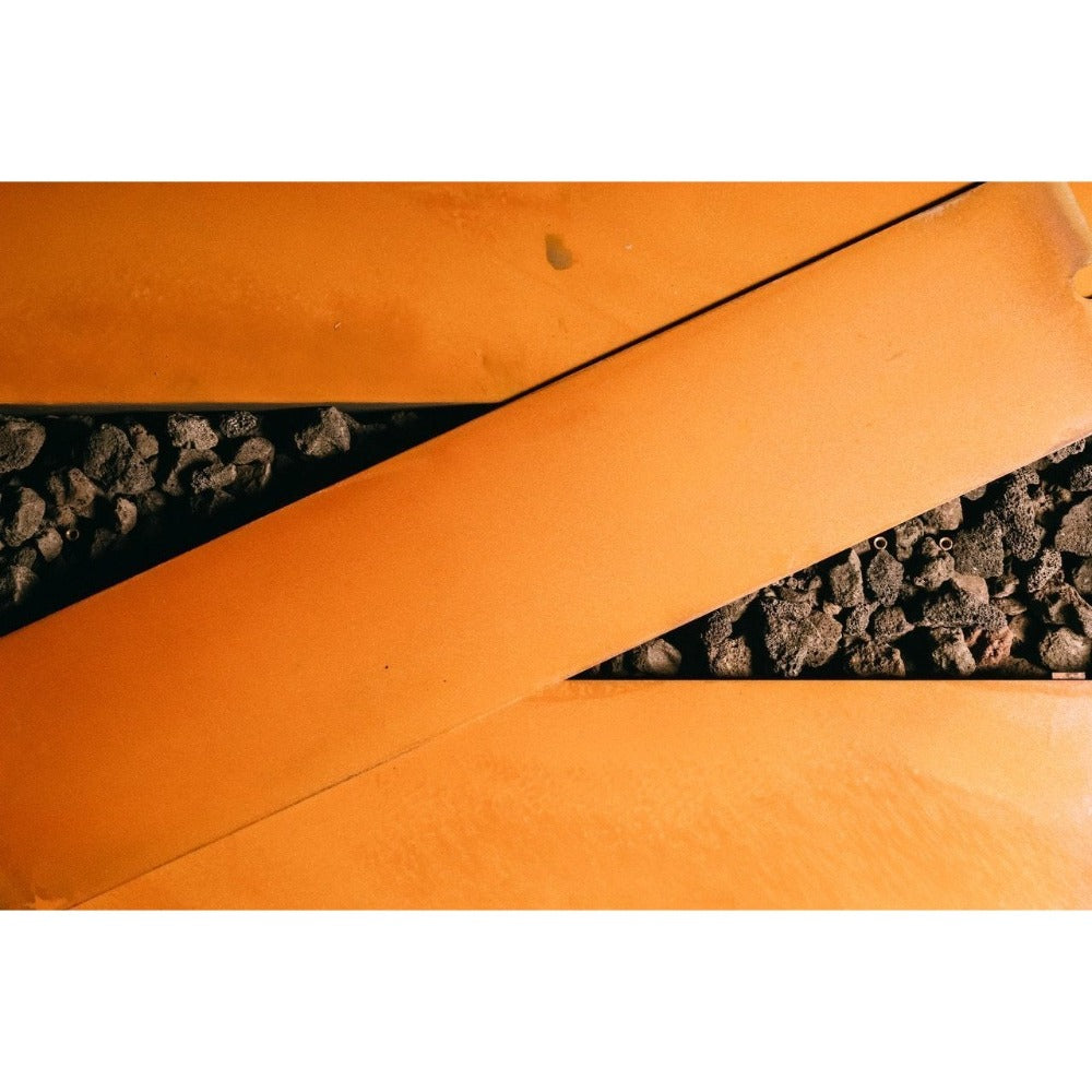 Fire Pit Art Linear 48-Inch Handcrafted Carbon Steel Gas Fire Pit Close-Up Top View