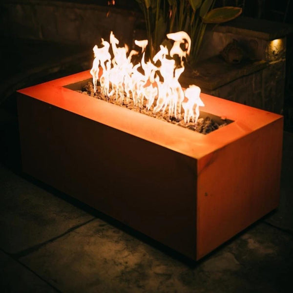 Fire Pit Art Linear  Handcrafted Carbon Steel Gas Fire Pit Angled View