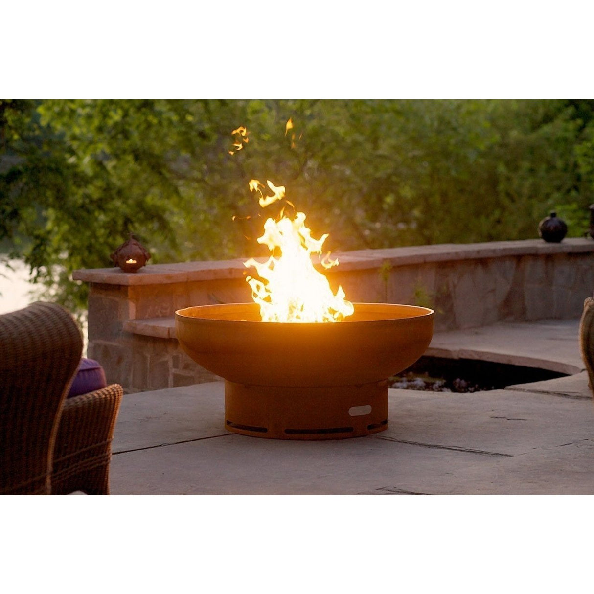 Fire Pit Art Low Boy - 36" Handcrafted Carbon Steel Gas Fire Pit