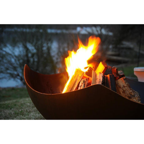 Fire Pit Art Manta Ray - 36" Handcrafted Carbon Steel Fire Pit With Logs