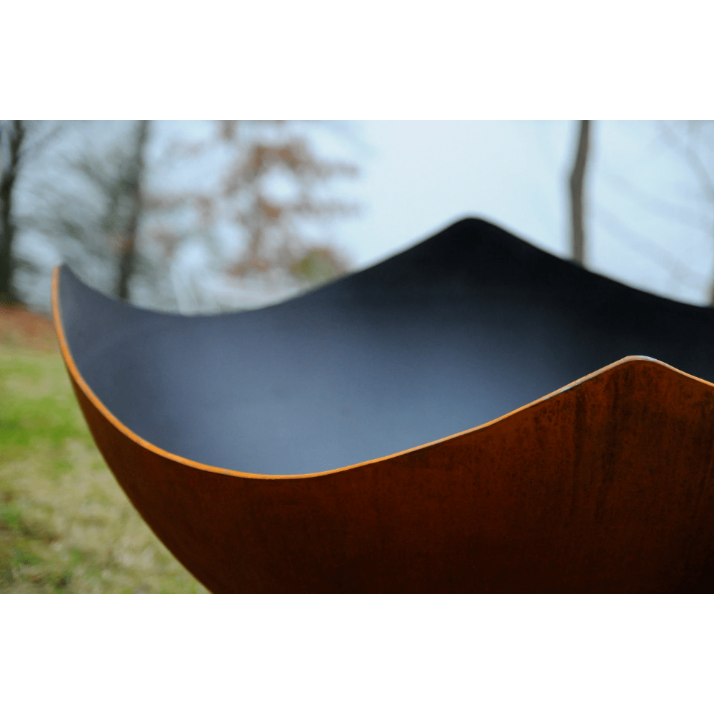 Fire Pit Art Manta Ray - 36" Handcrafted Carbon Steel Gas Fire Pit Close Up